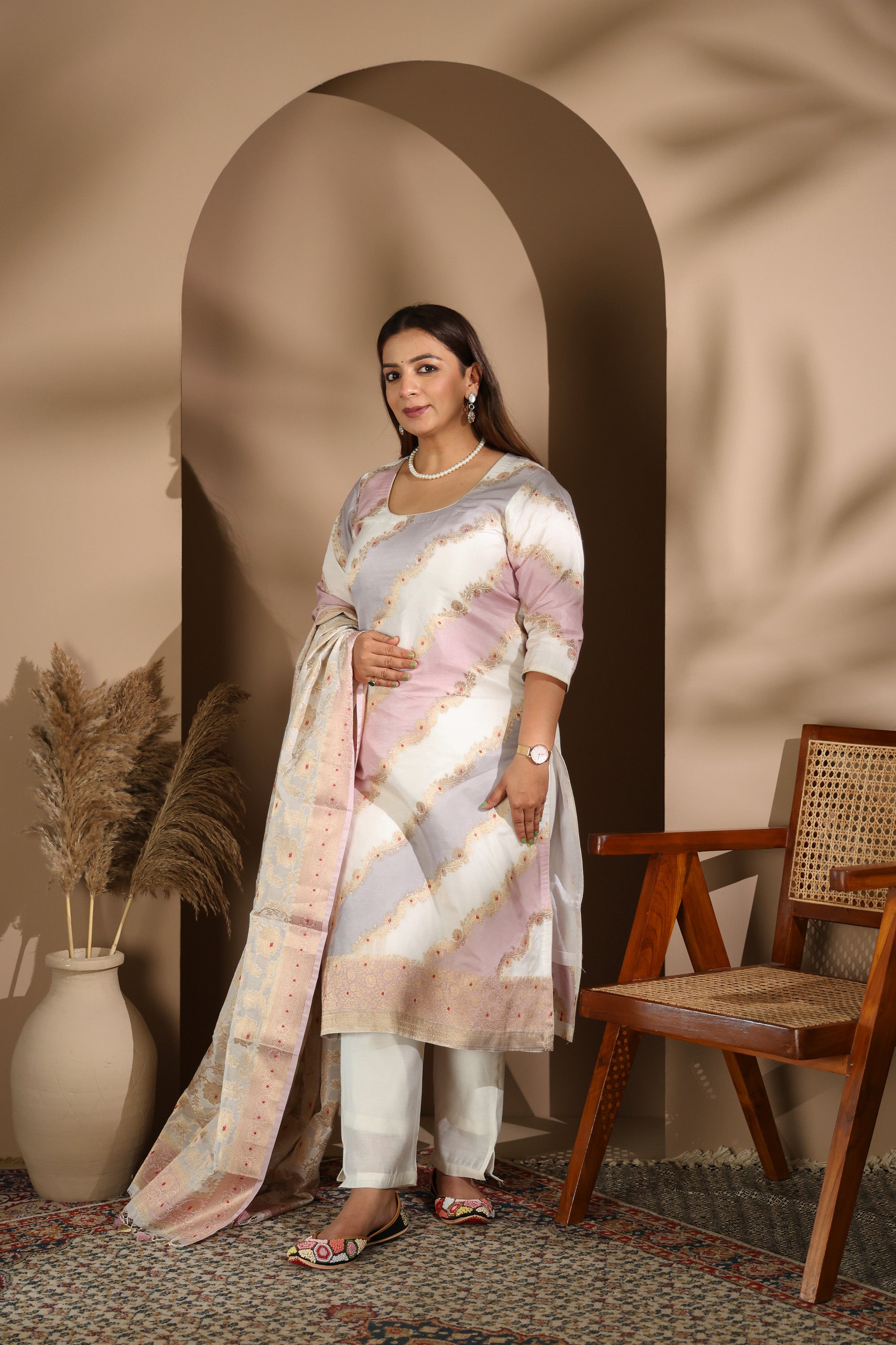 Elegant Pastel Banarasi Suit Set