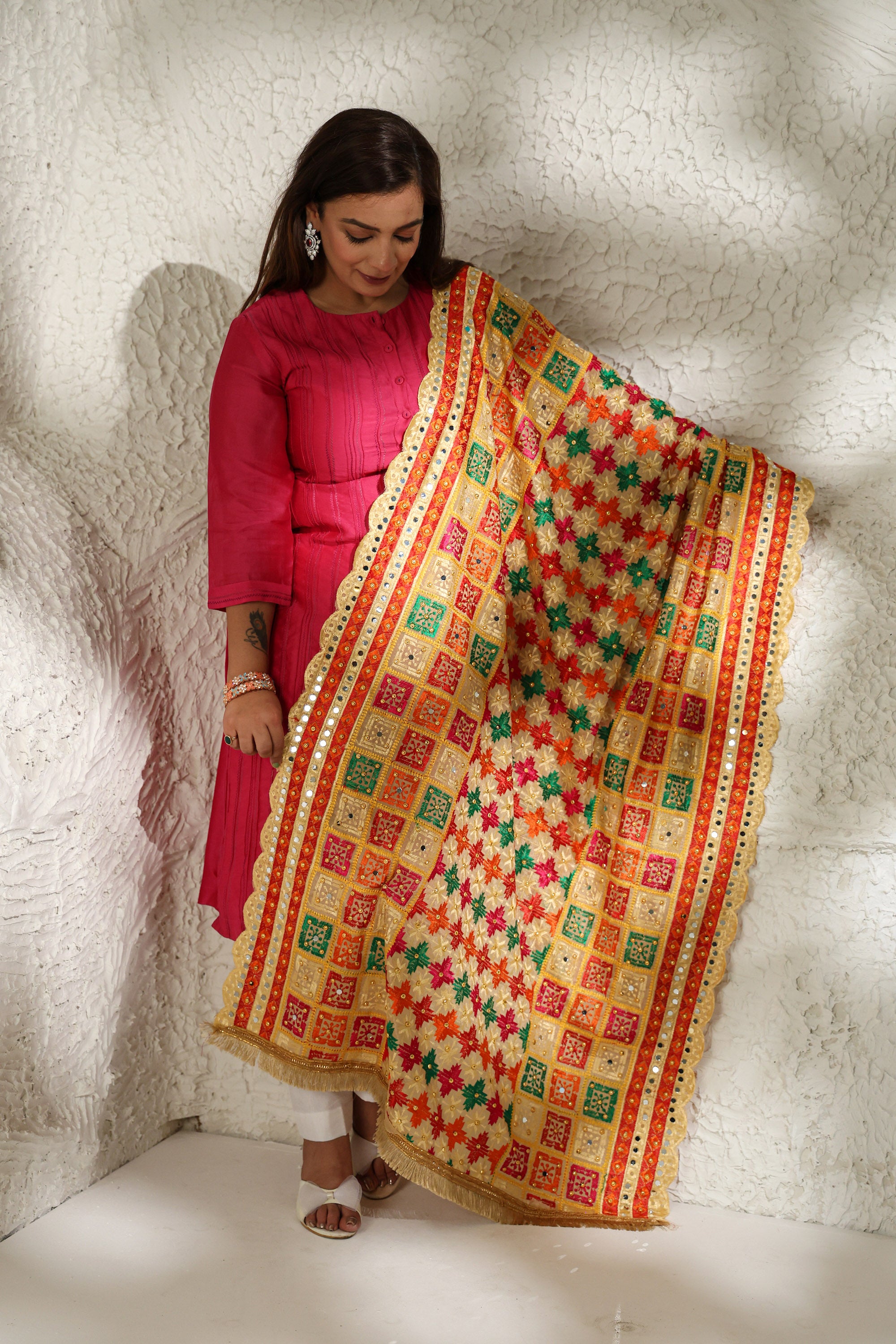 Multicolour Punjabi Phulkari Dupatta