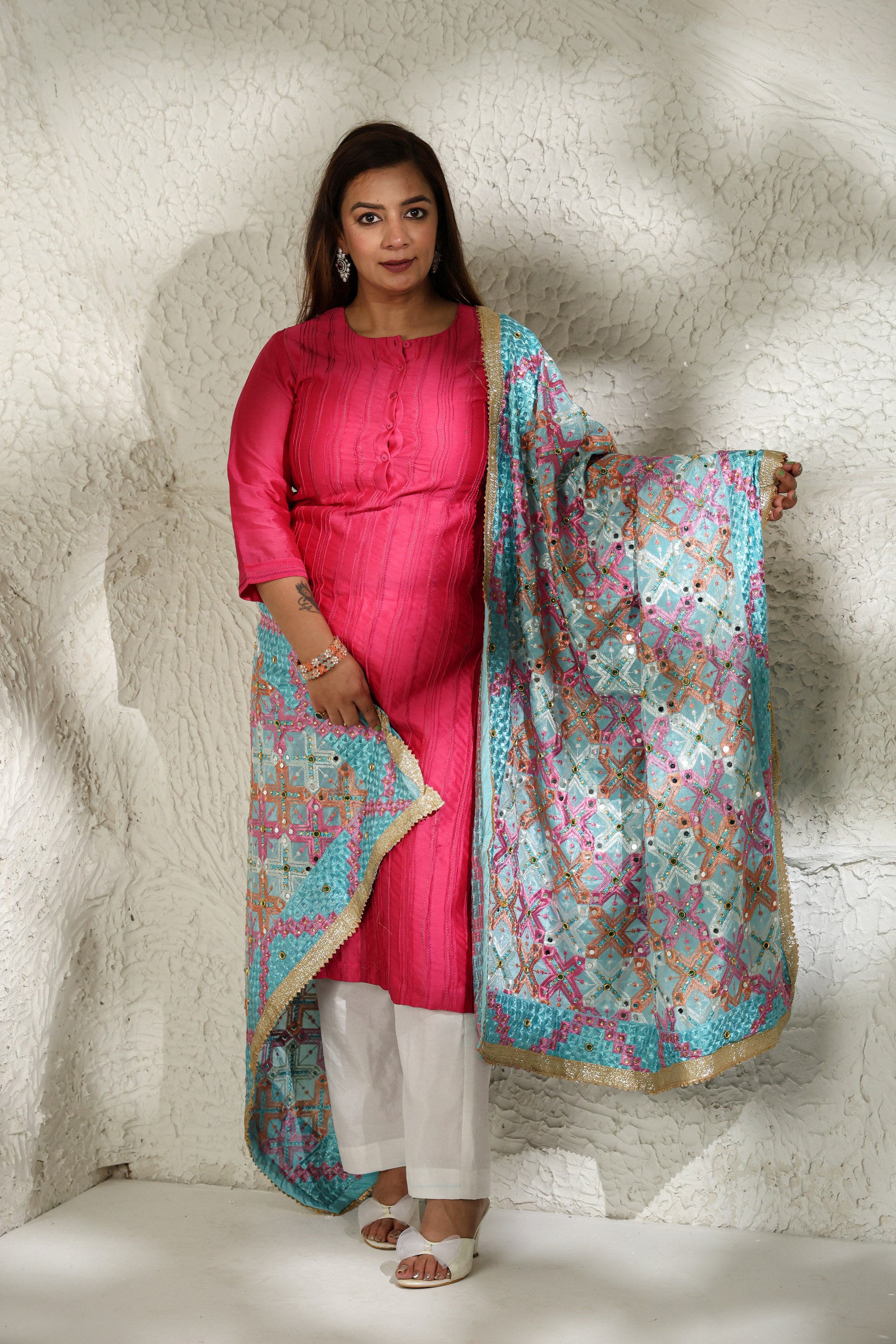 Light Blue Phulkari Dupatta