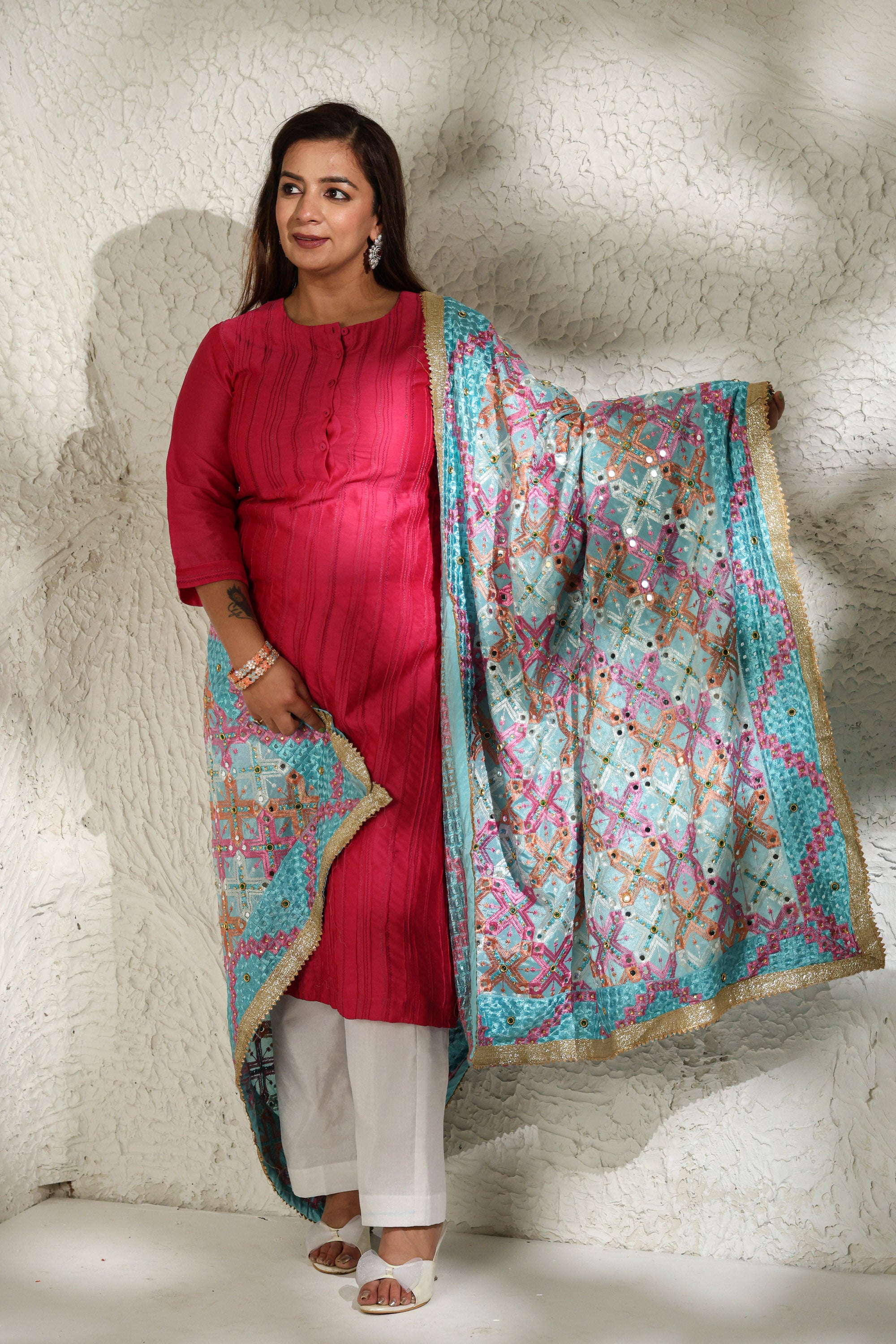 Light Blue Phulkari Dupatta
