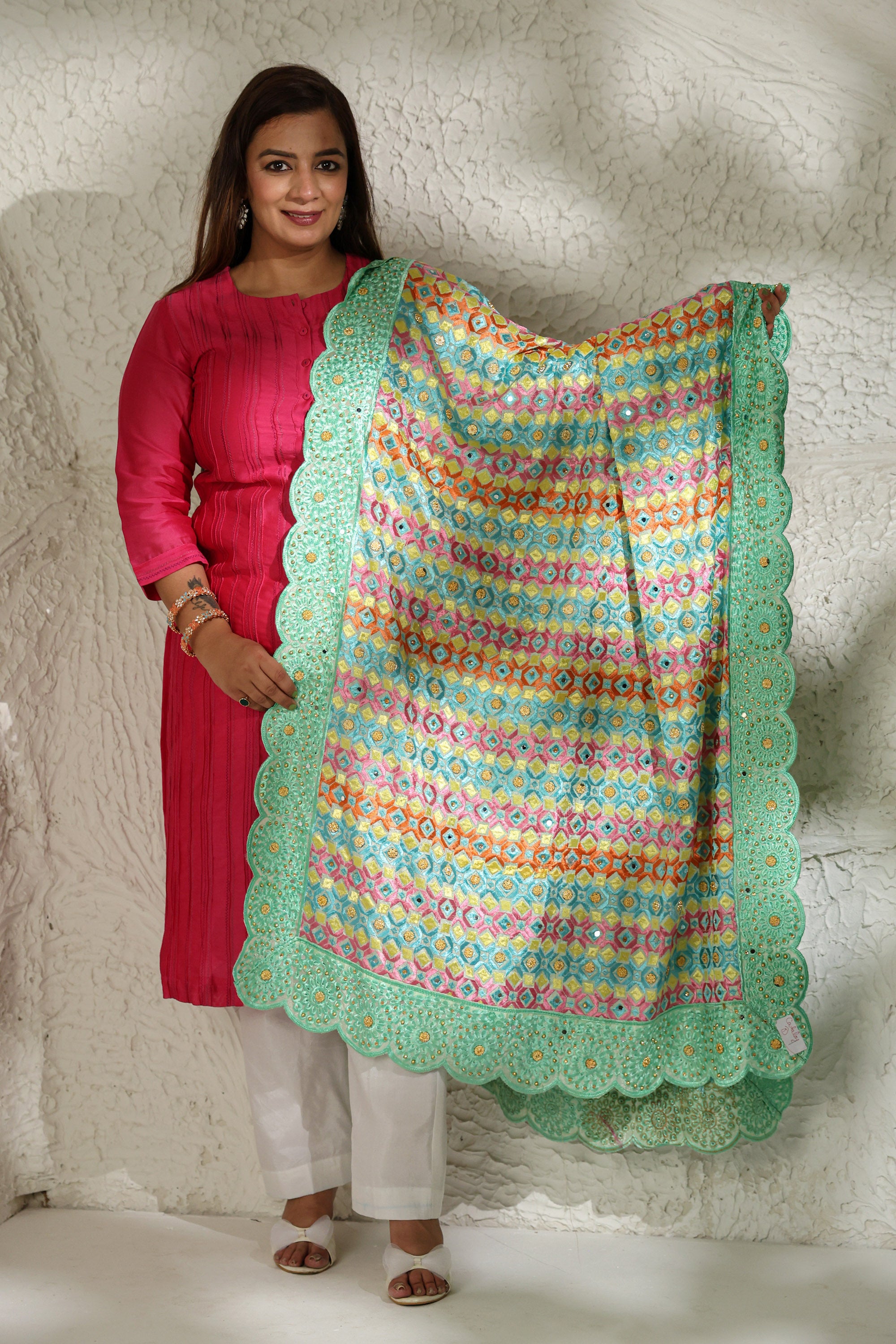 Light Green Phulkari Dupatta
