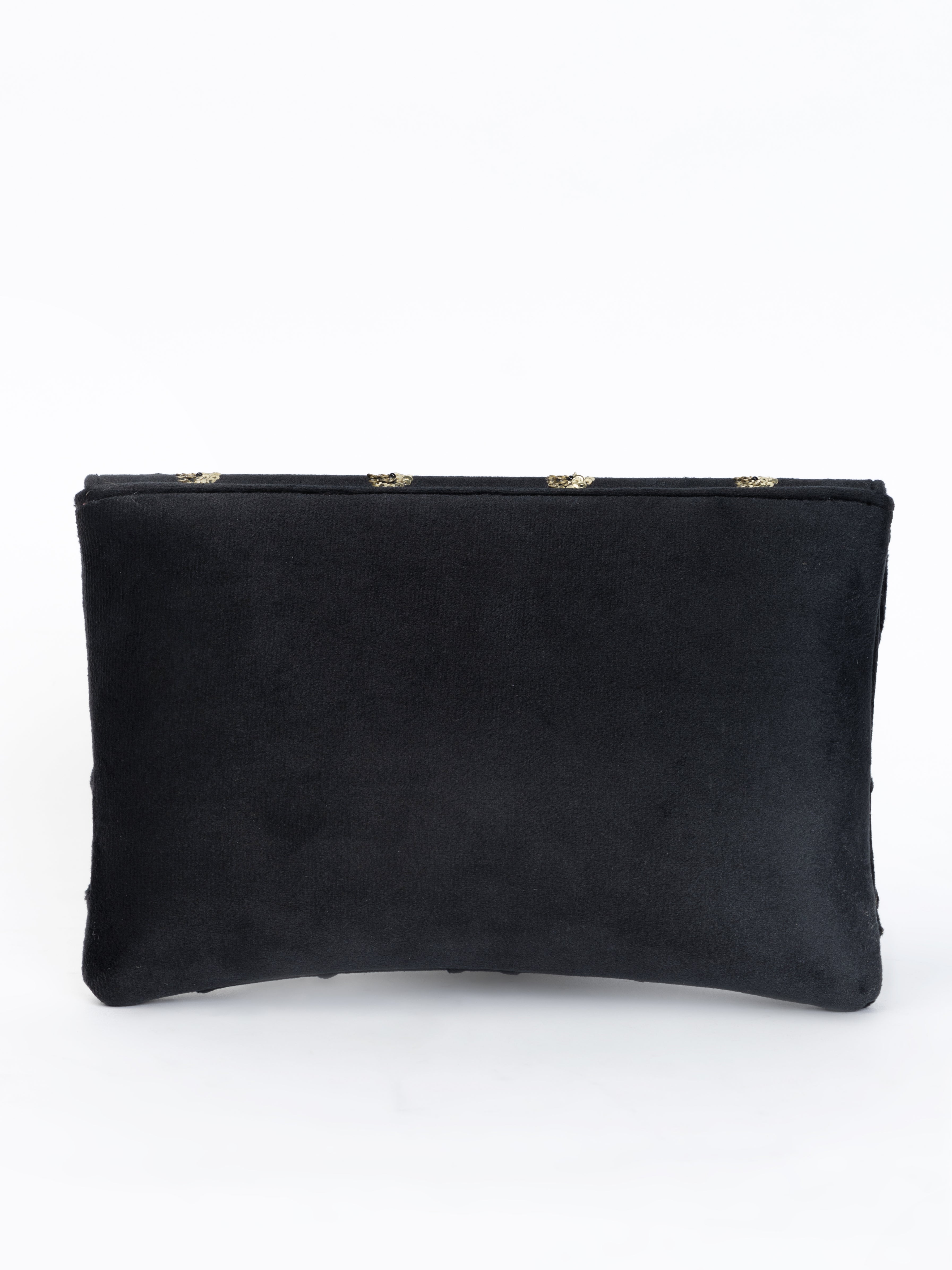 Black Velvet Clutch with Gilded Bead Embroidery