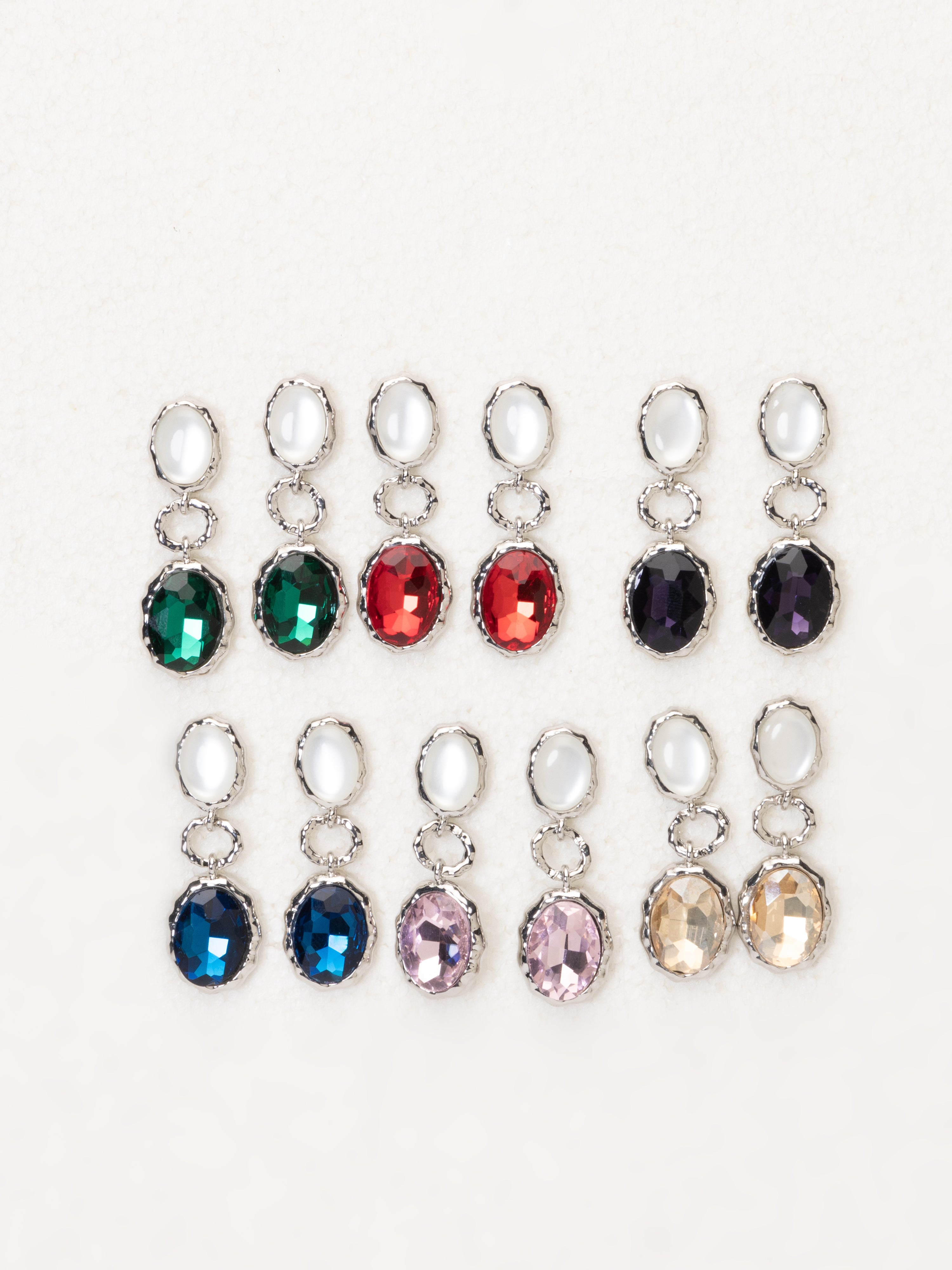 Gem Drop Silver Stud Earrings