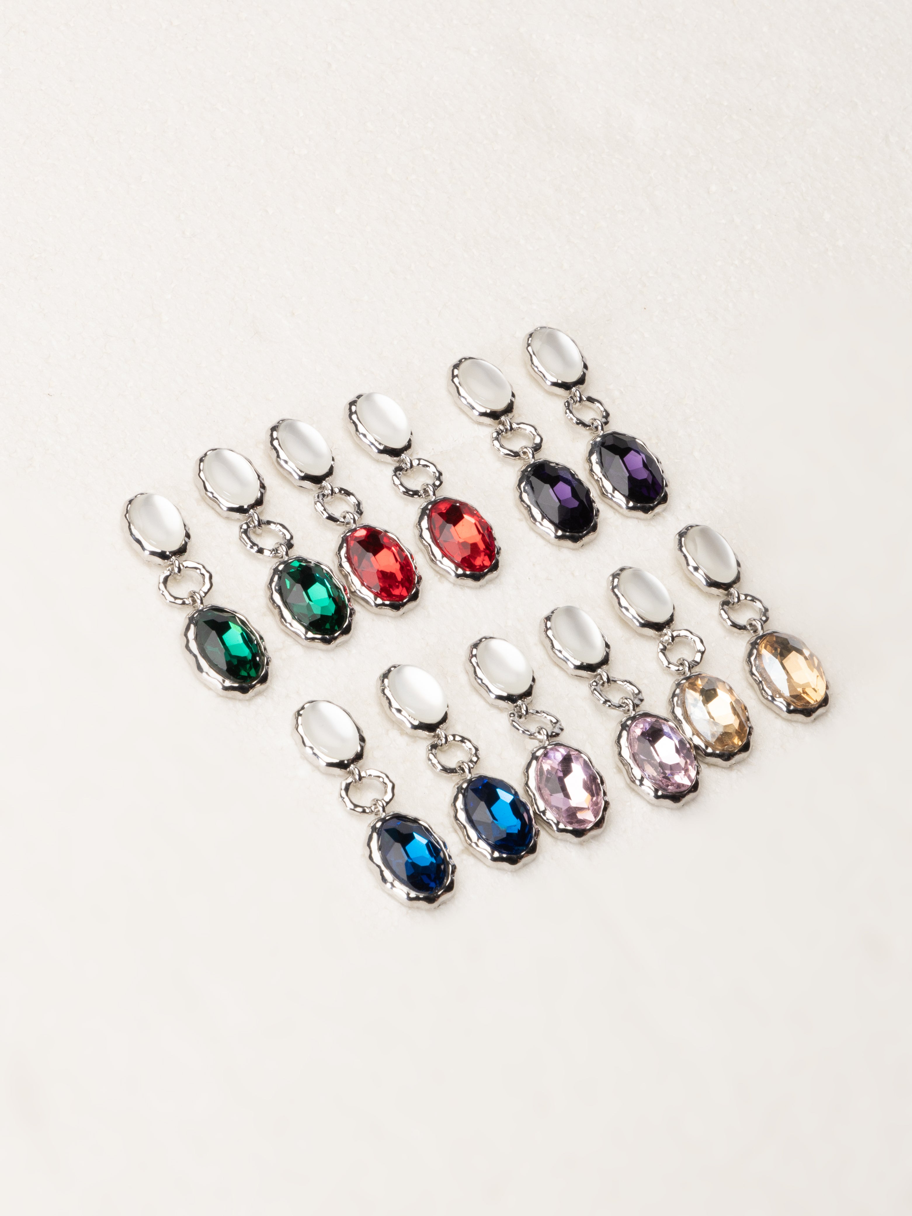 Gem Drop Silver Stud Earrings