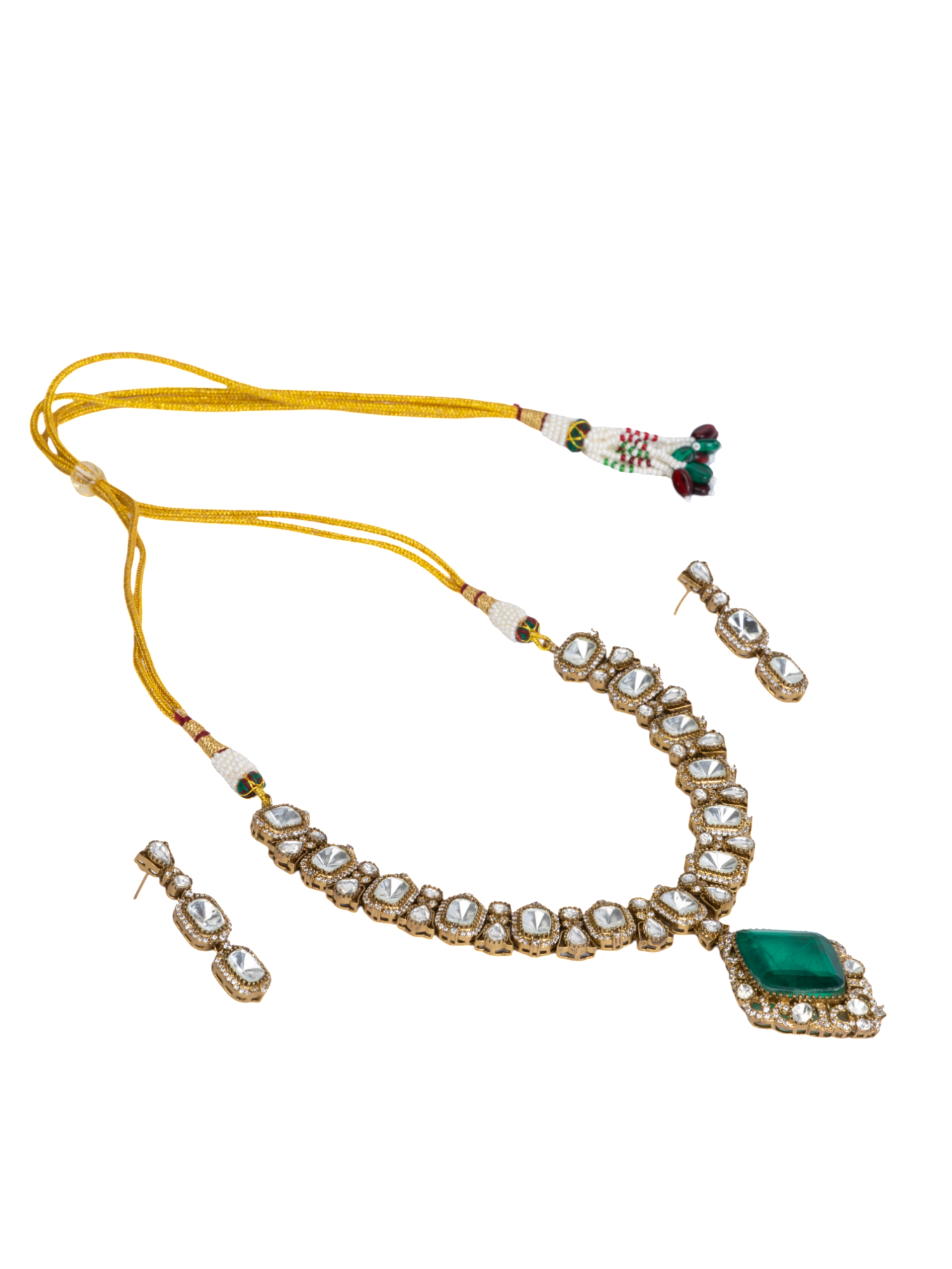 Antique Gold Green Bridal Set