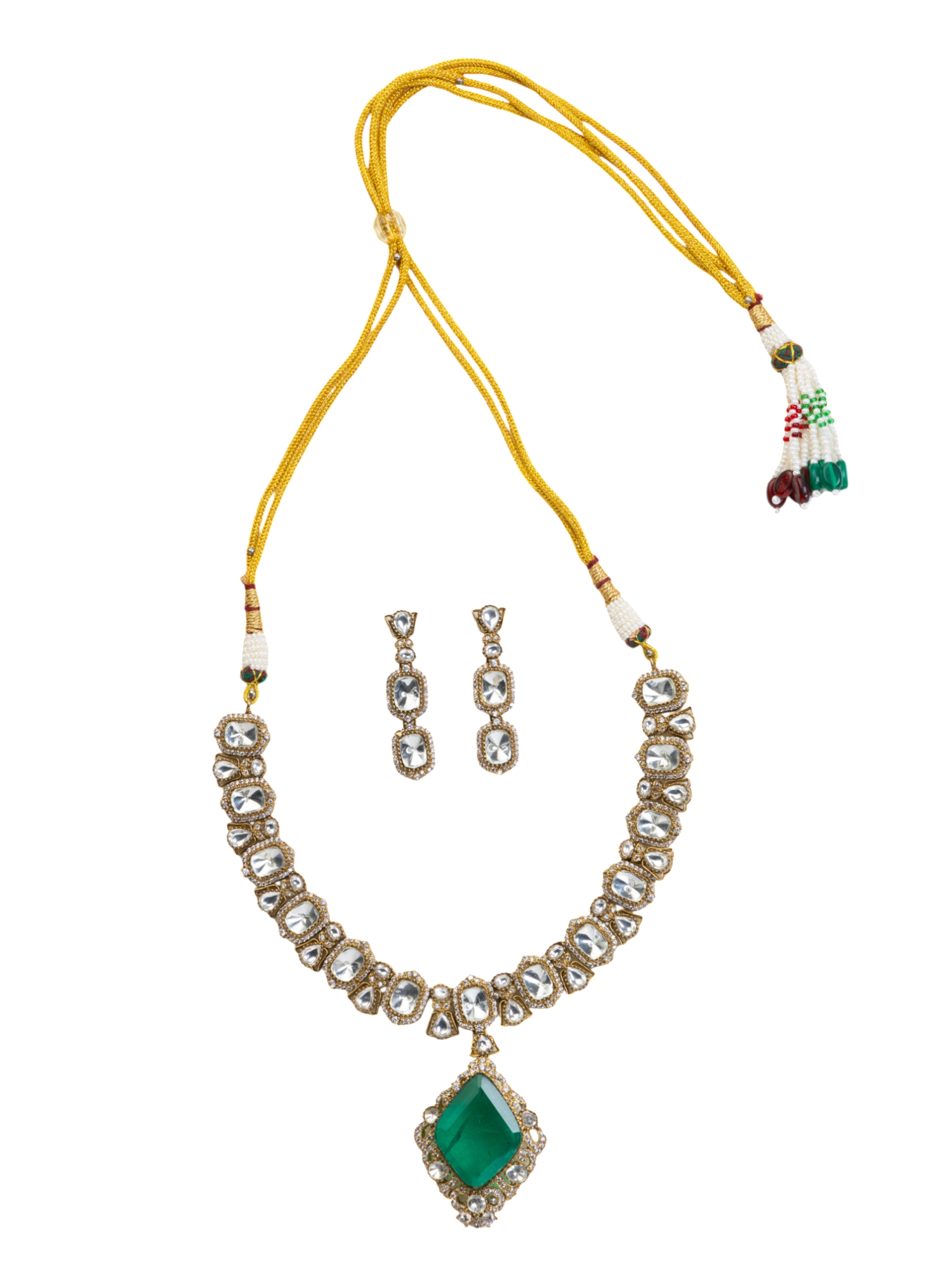 Antique Gold Green Bridal Set