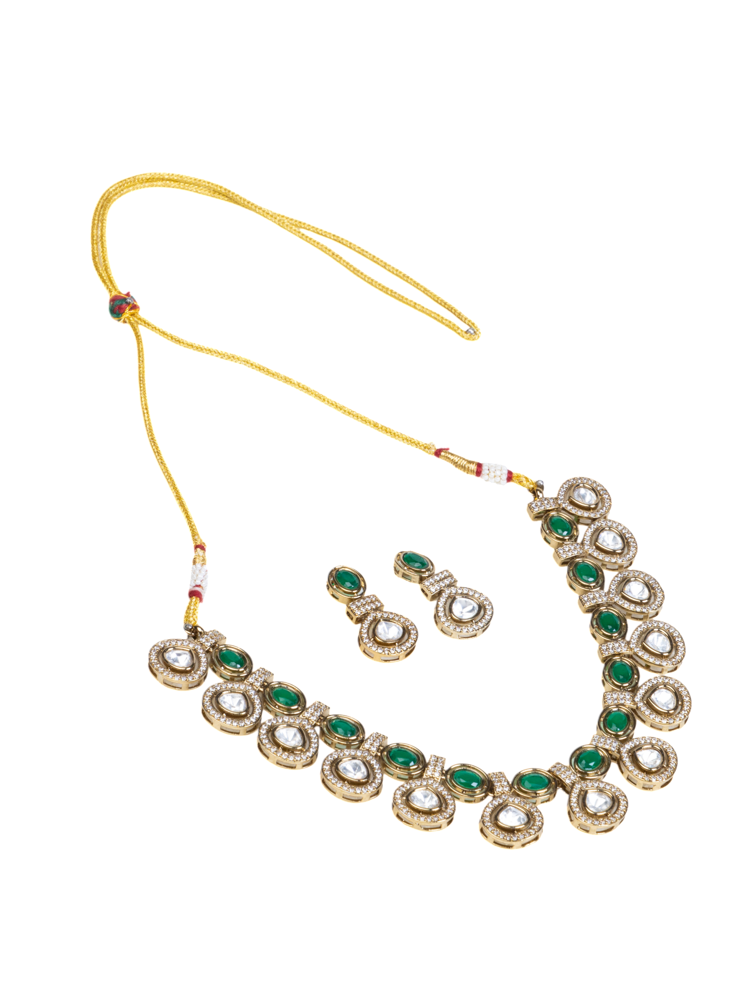 Green & White Kundan Set
