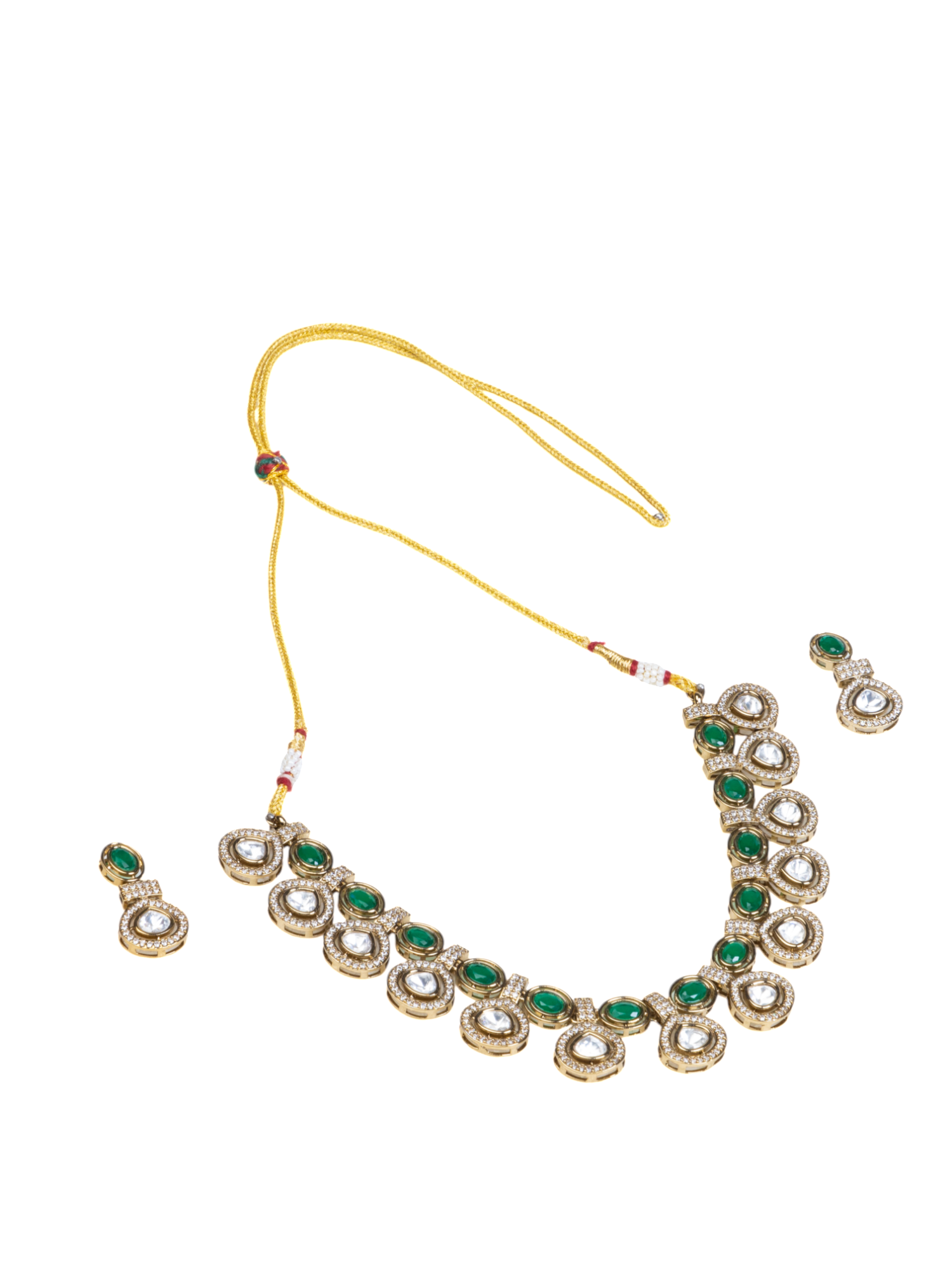 Green & White Kundan Set
