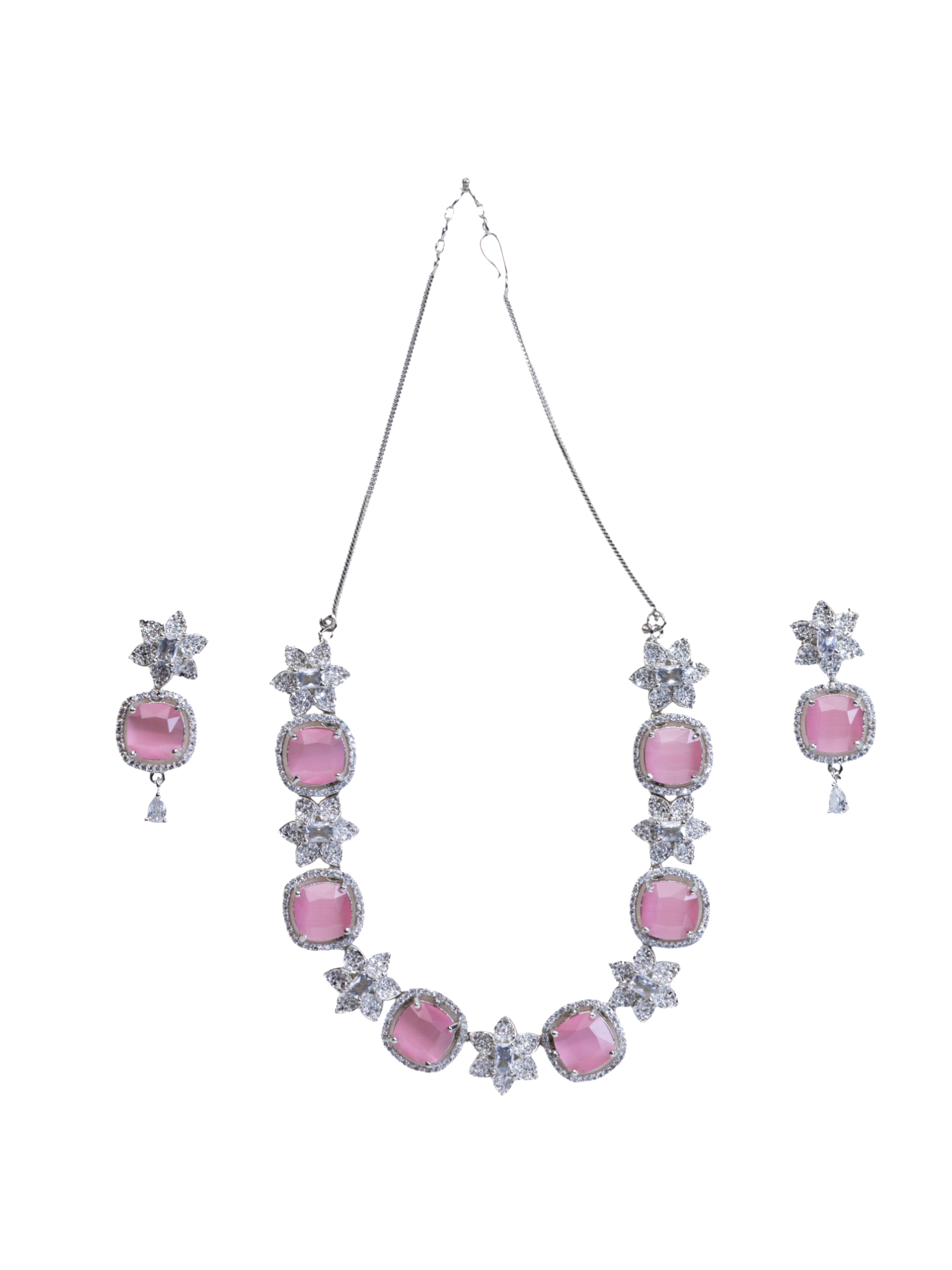Blush Pink AD Necklace Set