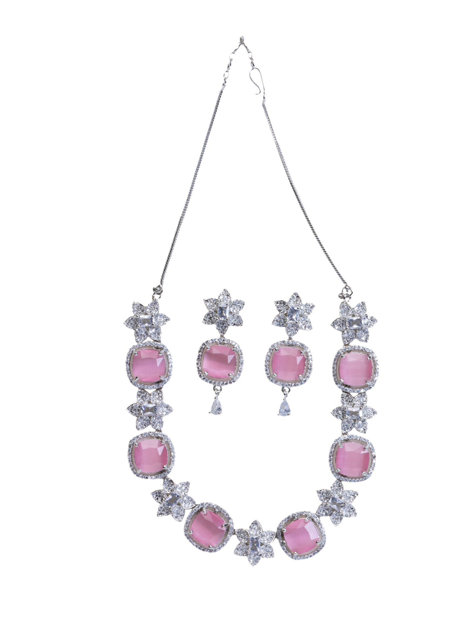 Blush Pink AD Necklace Set
